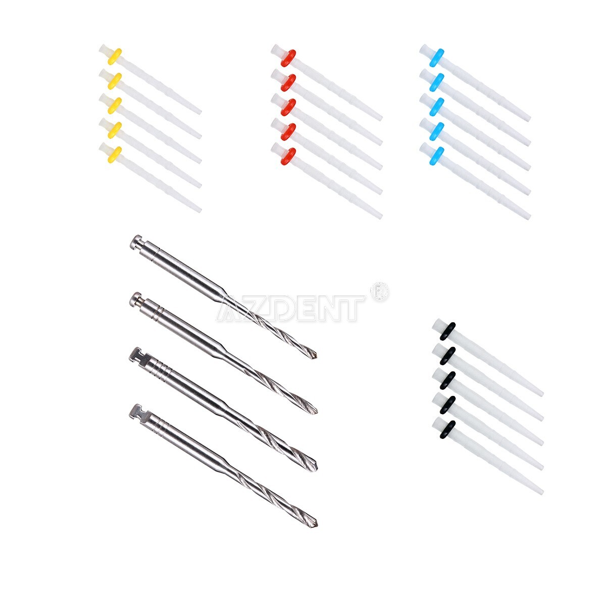Dental Endodontic AAA Fiber Post Kit 1.2mm 1.4mm 1.6mm 1.8mm +4Pcs Drills
