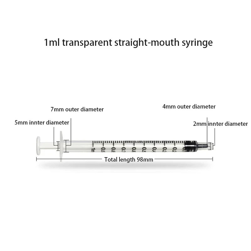 100PCS 1ml Sterile Luer Slip Syringes No Needle Disposable Individually Wrapped