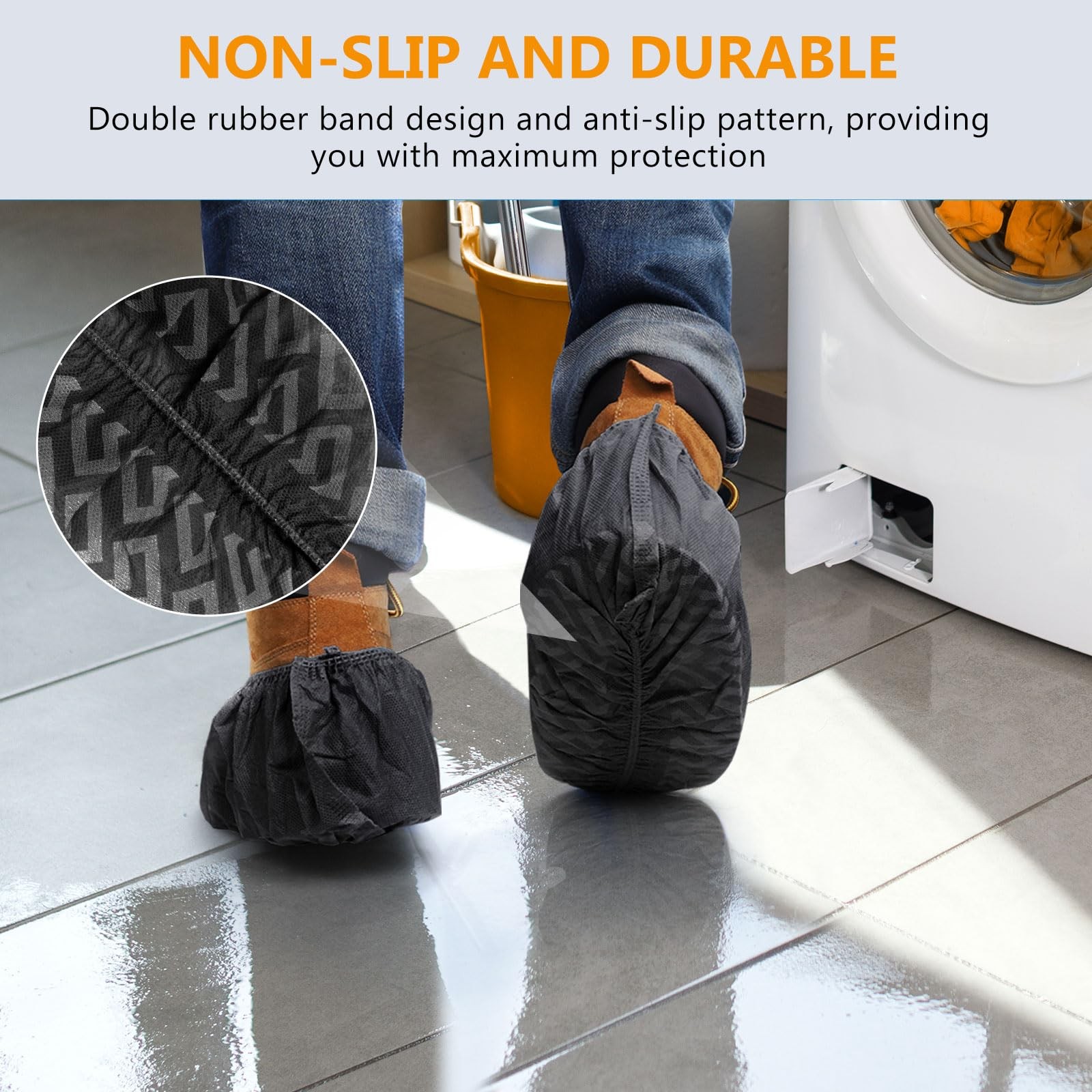 200 Pack Disposable Shoe Covers Non Slip Non Woven Fabric Breathable Dust Proof