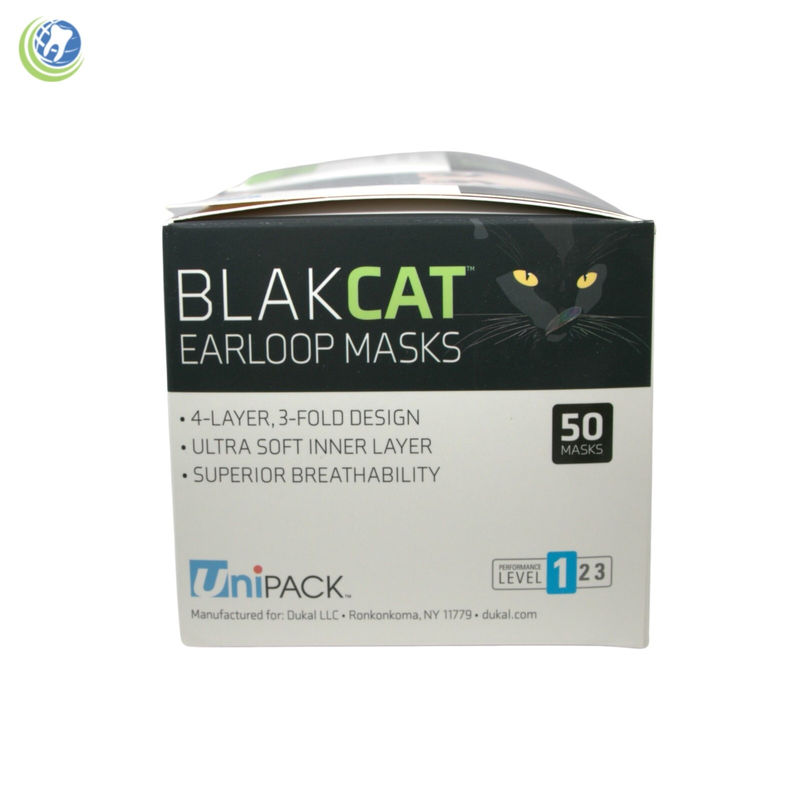 Black Disposable Face Masks Level 1 by Blak Cat 4 Layers 50/Box Medical Dental