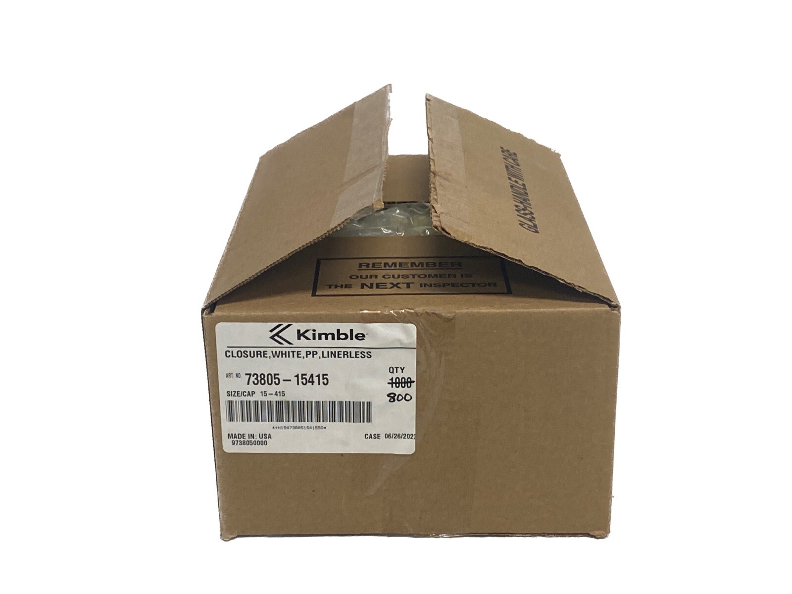 (800) KIMBLE 15-415 White Polypropylene Linerless Screw Caps 73805-15415