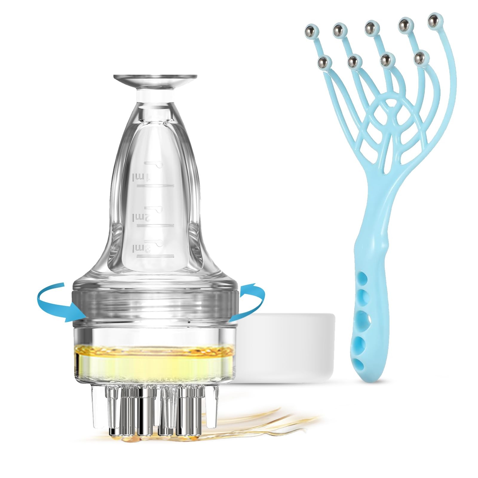 Minoxidil Applicator & Scalp Massager for 0.5 Fl Oz (Pack of 2), transparent
