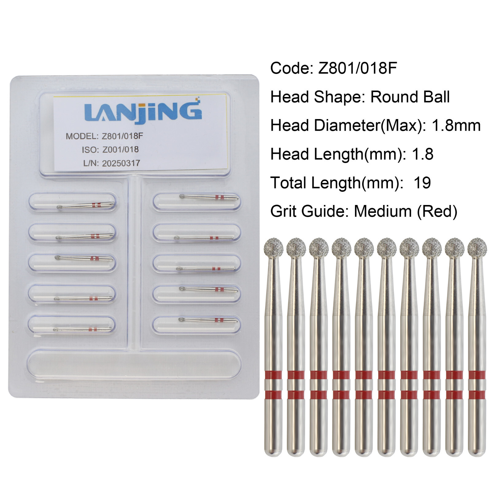 20 Types Zirconia Dental Diamond Burs FG Friction Grip for High Speed Handpiece