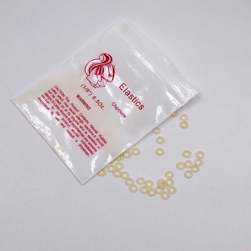 1/8” Dental 6.5 Oz Chipmunk Rings Orthodontic Elastics Rubber Band Brace 100Pcs