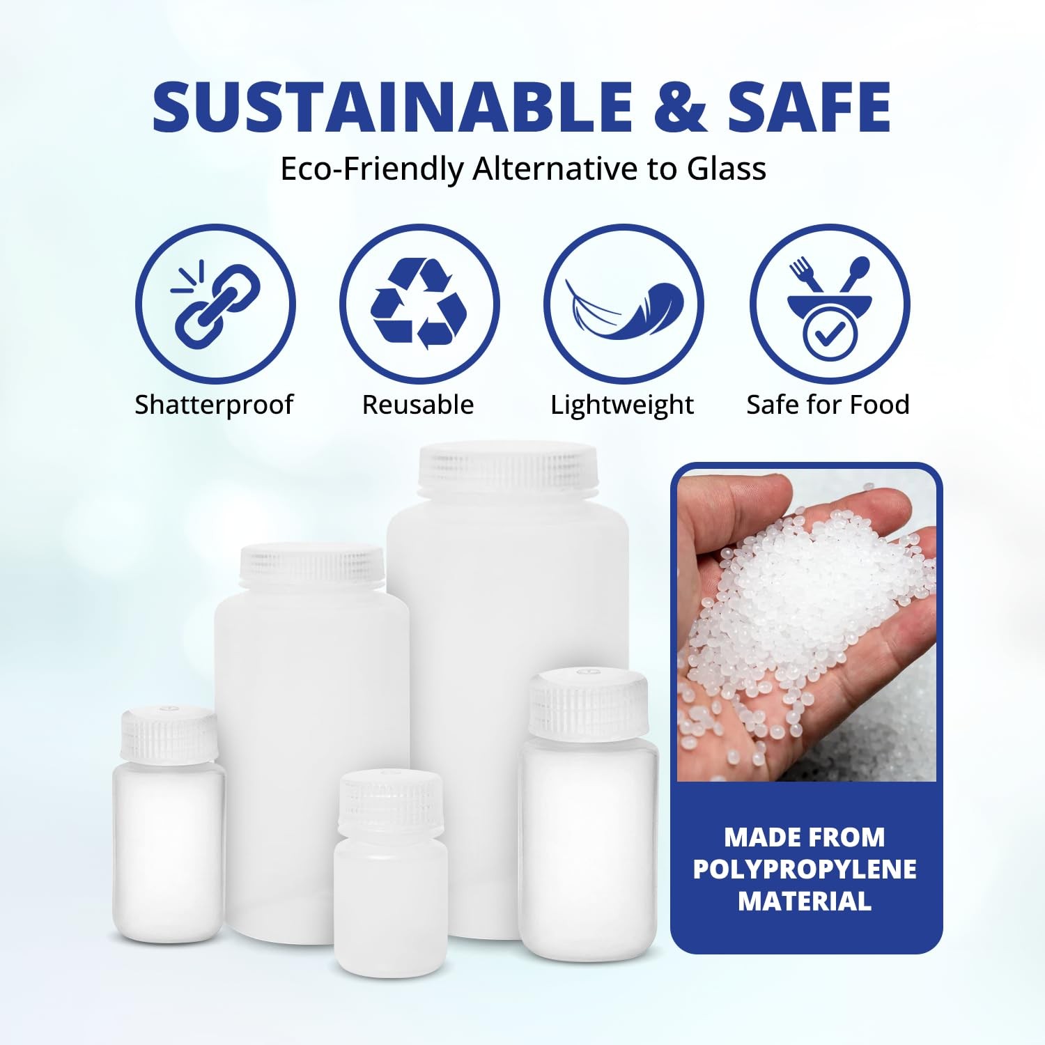 United Scientific™ Reagent Bottle, Polypropylene 32 oz (Pack of 1), Clear