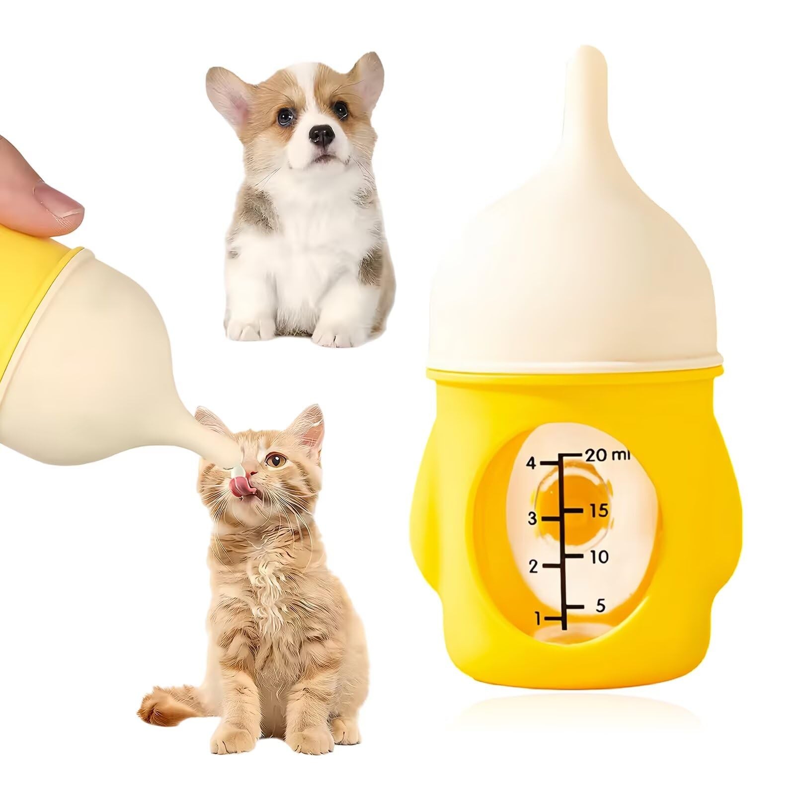 Pet Nursing Bottle, Yellow Animal Feeding Bottles 1 Count (Pack of 1),