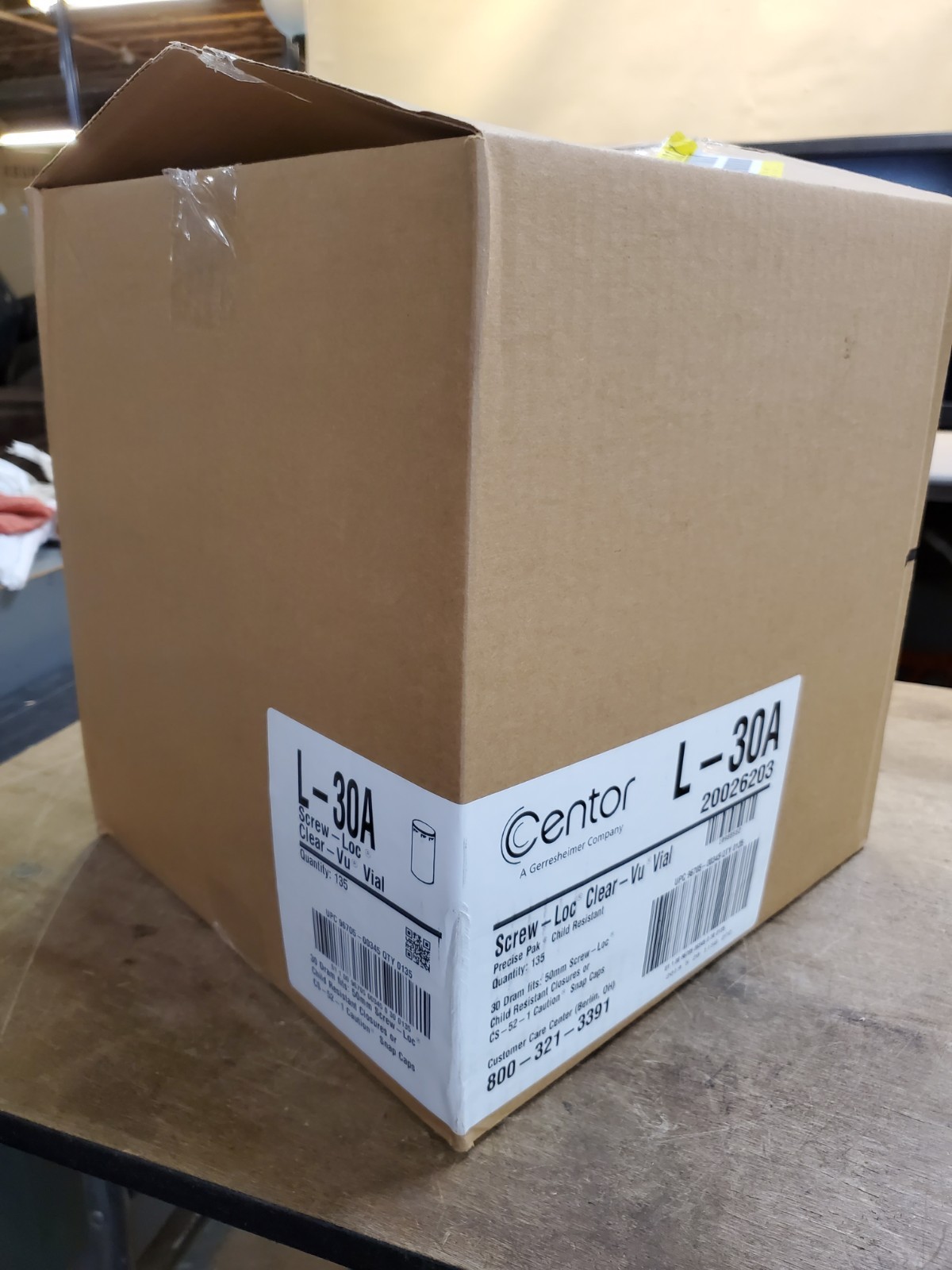 135 Pack Centor L-30A Screw-Loc Clear-Vu 30 Dram Prescription Vial Bottles, New
