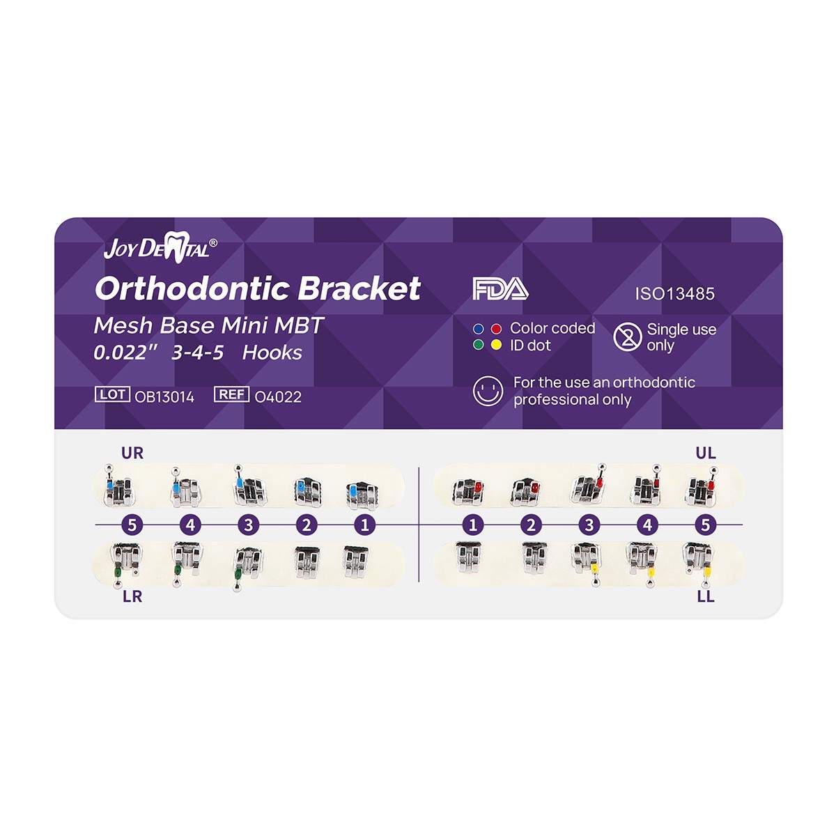 Joy 20pcs Dental Orthodontic Brackets Mesh Base Mini MBT 022 Hooks 345 Stainless