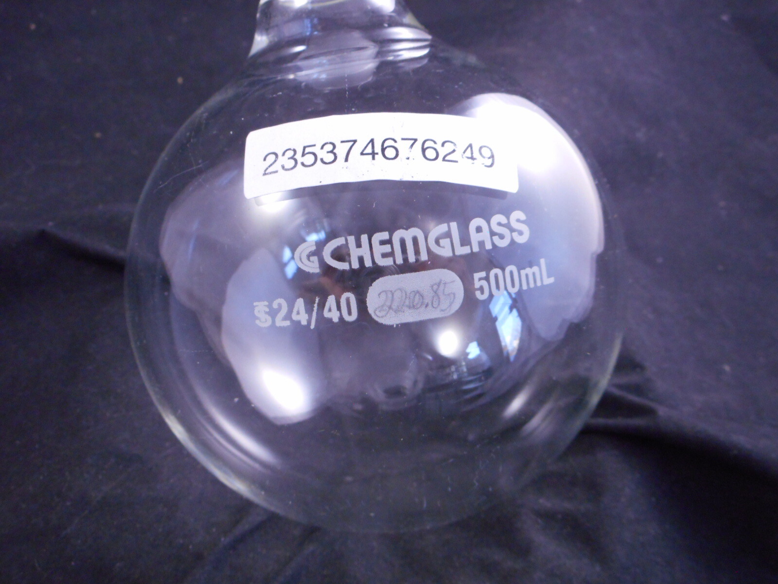 CHEMGLASS Round Bottom Flask 500mL Single Neck 24/40 Heavy Wall CG-1506-20