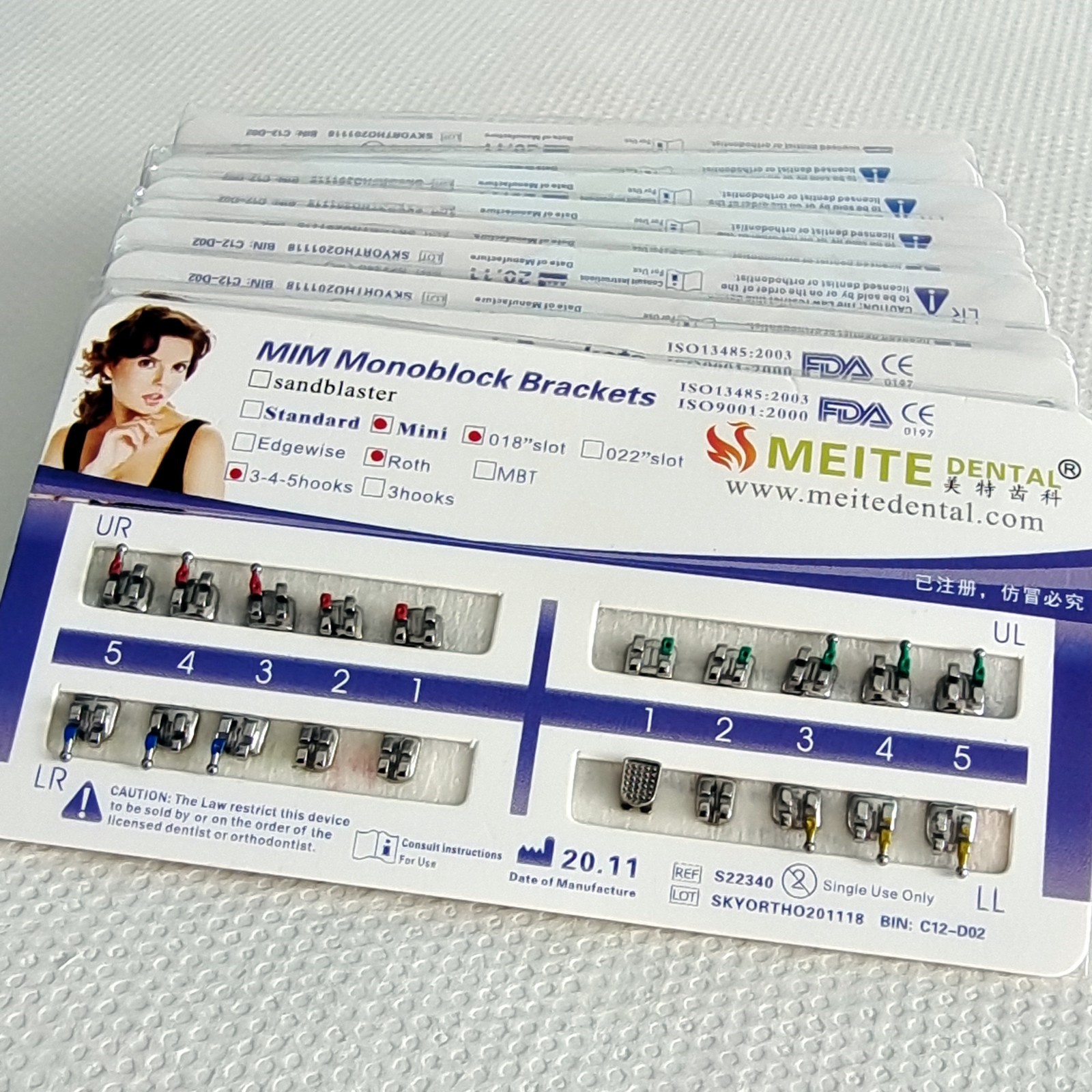 100 Packs Dental Orthodontic Bracket Braces Mini Roth 018 Hooks 3-4-5