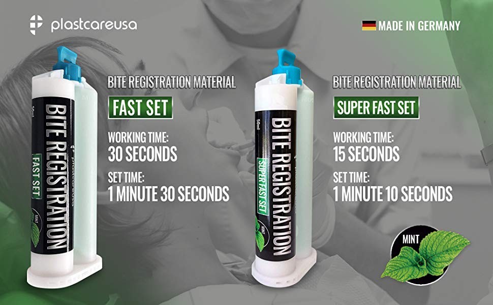 2 x Dental Bite Registration Material, Super Fast Set (50ml Cartridges) German