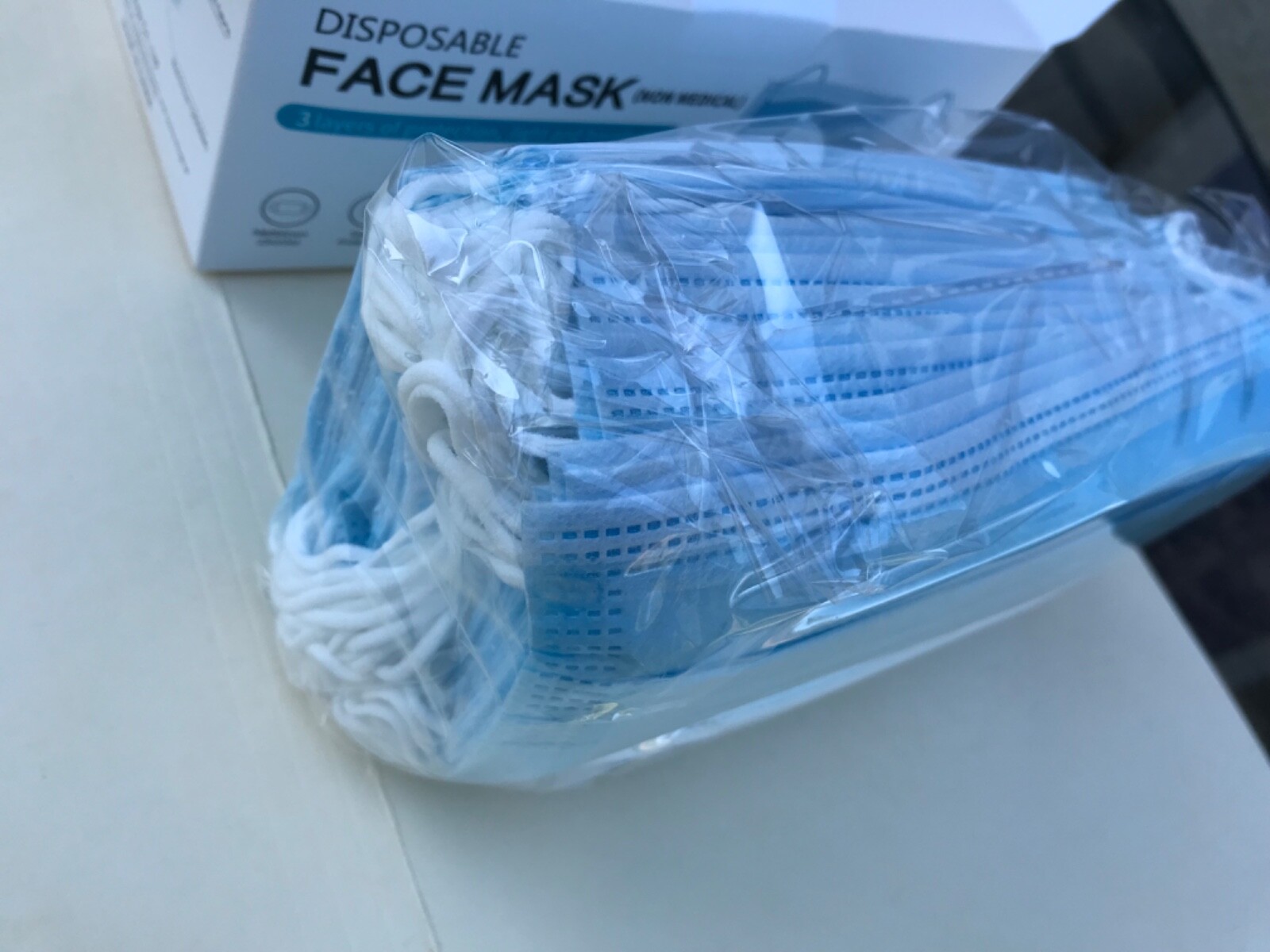 4 boxes) 50 Disposable Face Masks 3-Layers of Protection Earloop
