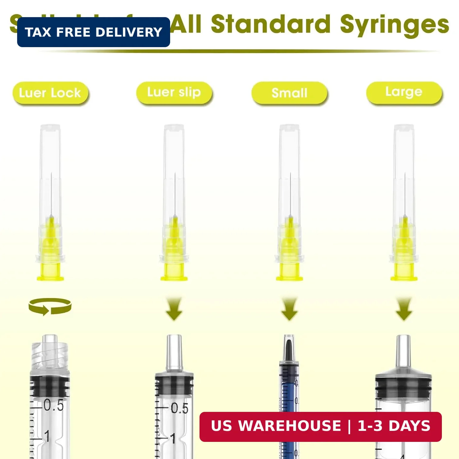 50 Pack 30G 1/2″ Dispensing Needles Individually Wrapped with Caps Luer Lock M