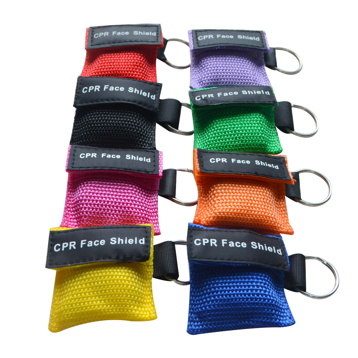 8pcs CPR Printed Nylon Keychain Pouch first aid kit cpr CPR Face Shield