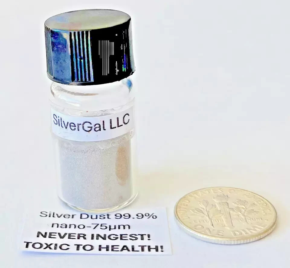 Silver 10 g ULTRA FINE .999 (nano-75μm) metal dust micron size colloidal gram