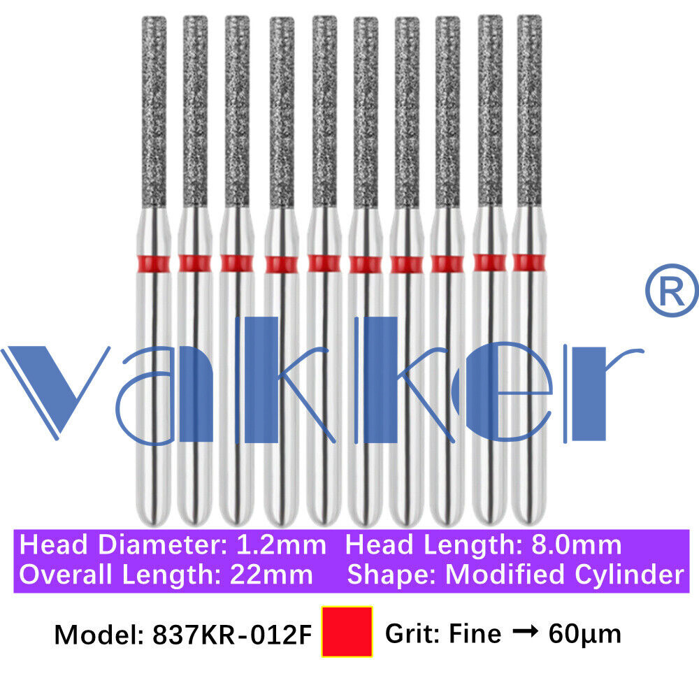 10pc Diamond Burs Shape Flat & Round End Modified Cylinder Fine Medium Coarse