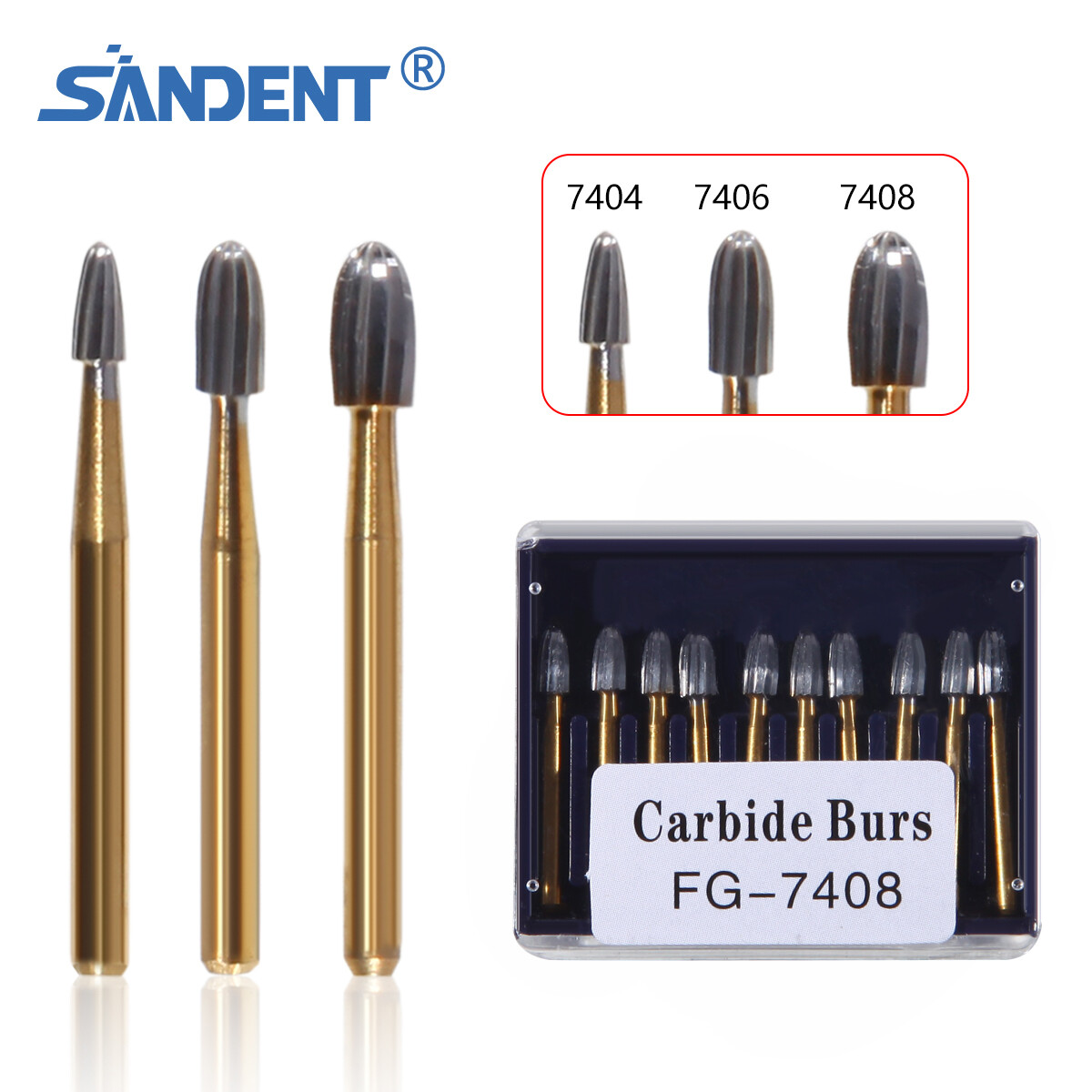 Dental Trimming& Finishing Carbide Burs Egg Shape Football Gold FG7404/7406/7408