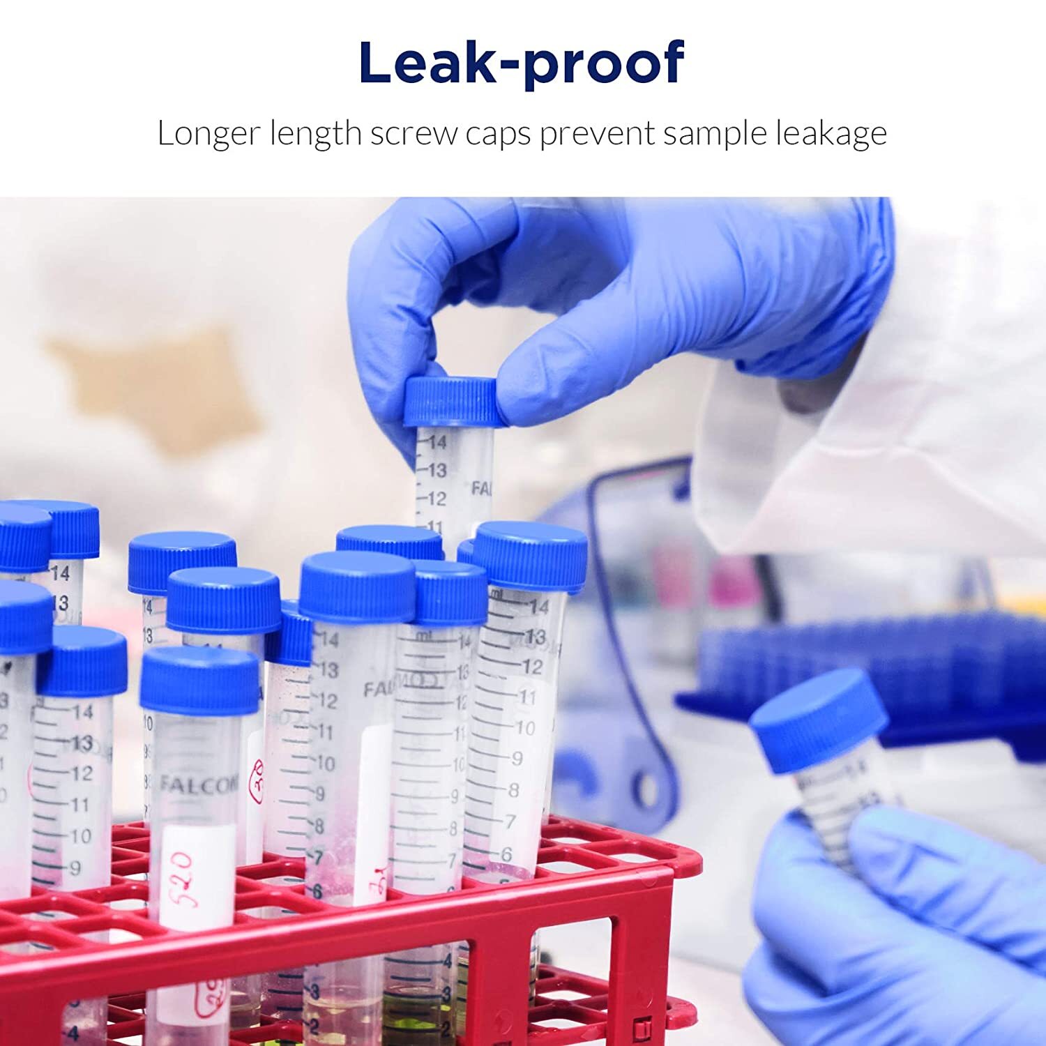 2500x 15mL Polypropylene STERILE Centrifuge Tubes Caps Conical Bottom LEAK-PROOF