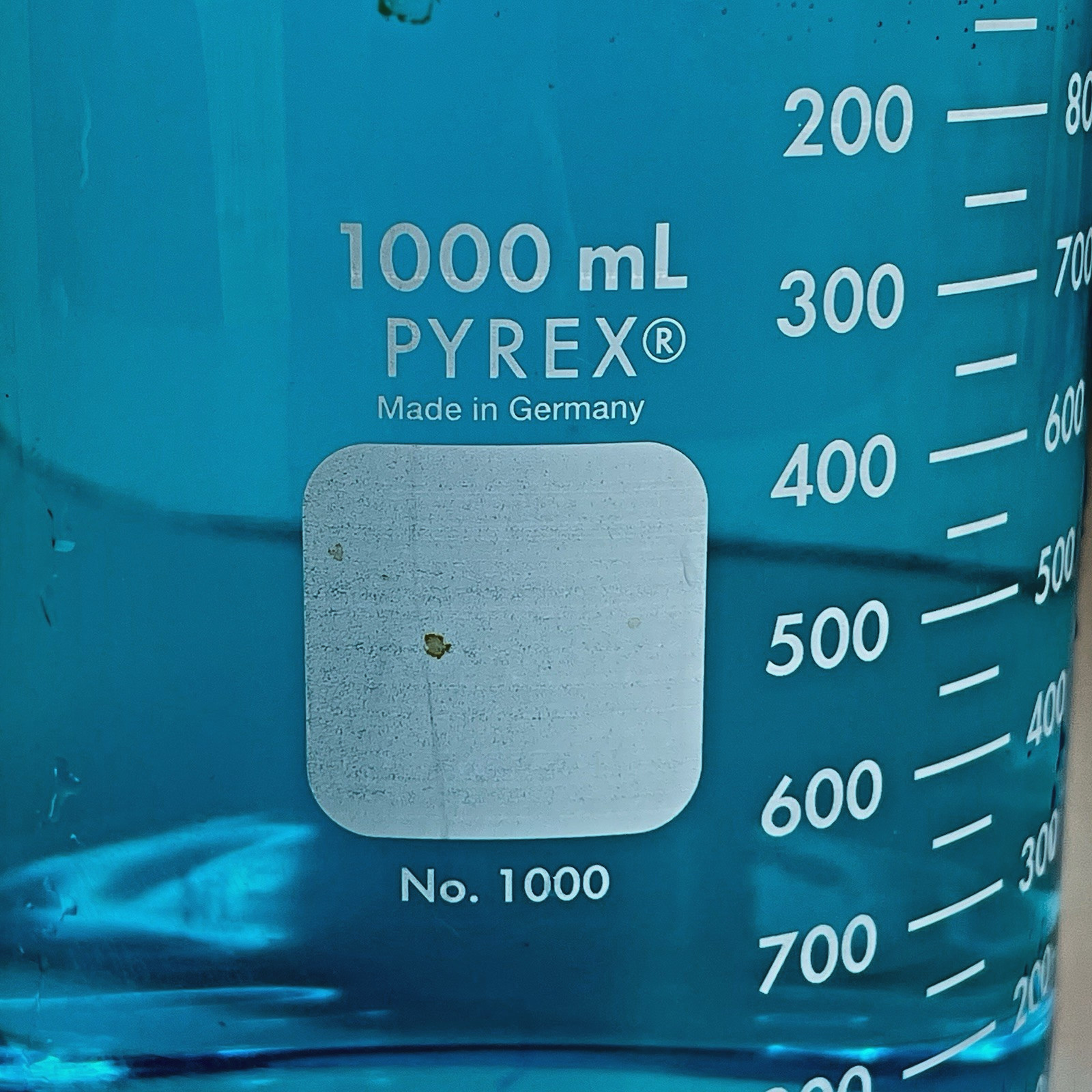 PYREX 1000 ml Glass Beaker Borosilicate No 1000 Made in Germany Science Lab