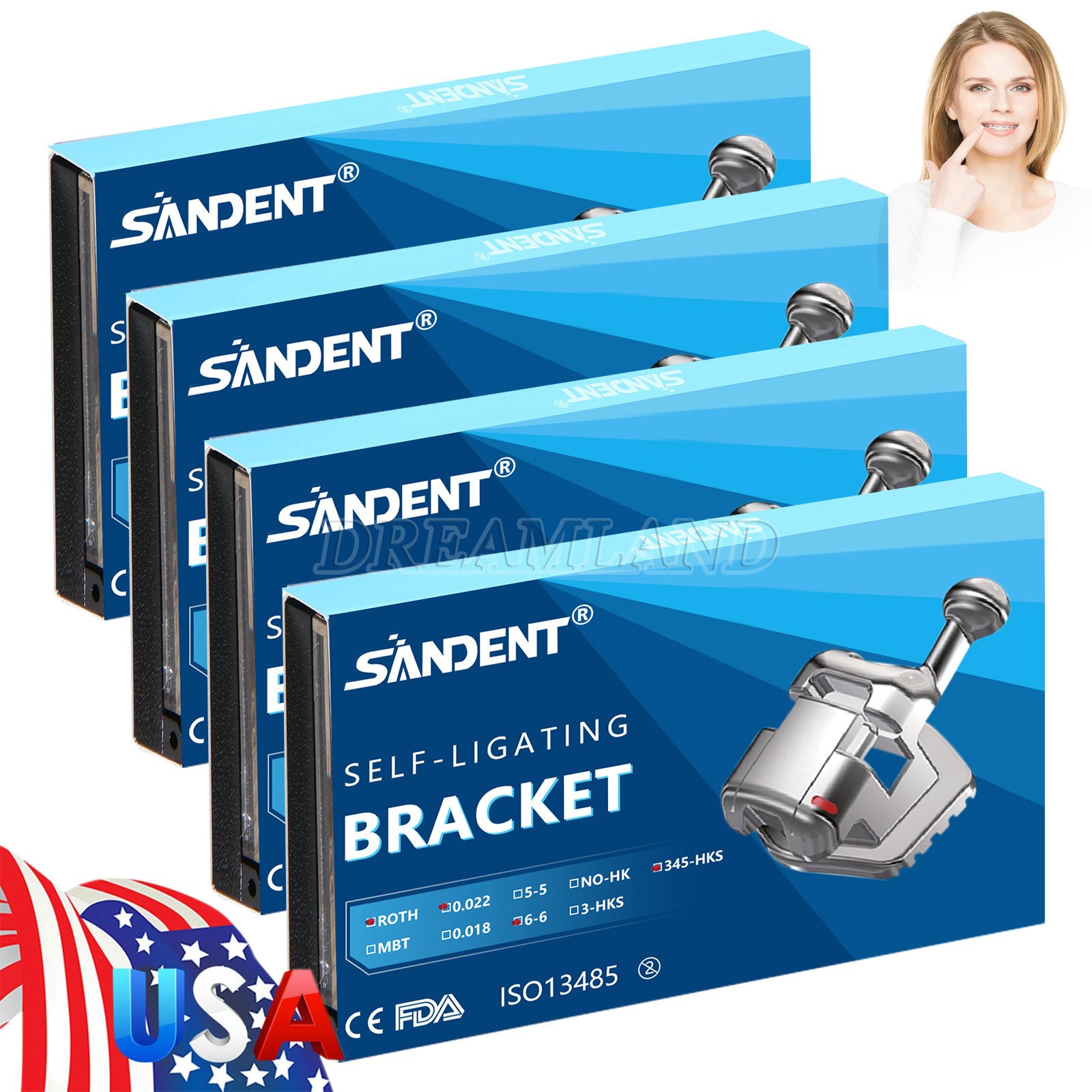 1 Pack Dental Orthodontic Bracket Braces Ceramic MBT 022 with 3-4-5 Hooks