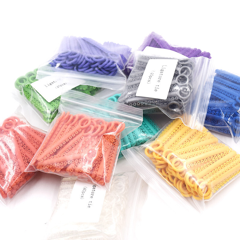 1040Pcs/Bag Dental Orthodontic Super Elastic Ligature Ties Rubber Bands 37 Color
