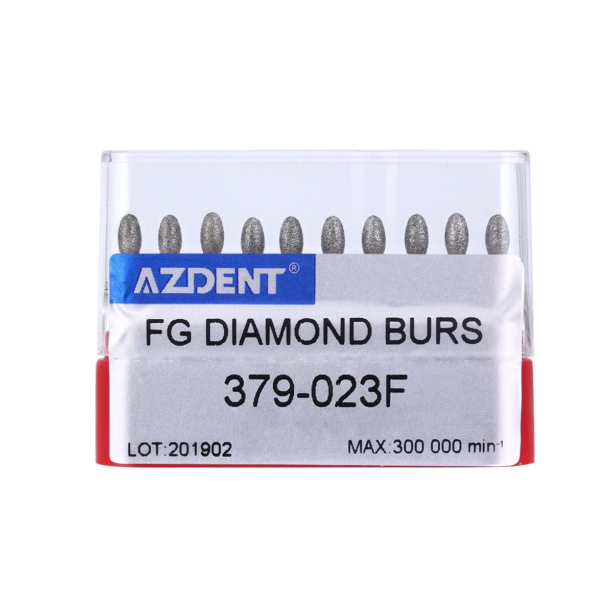 10pcs AZDENT Dental FG Diamond Burs Egg Football #379-023F Fine Grit Red