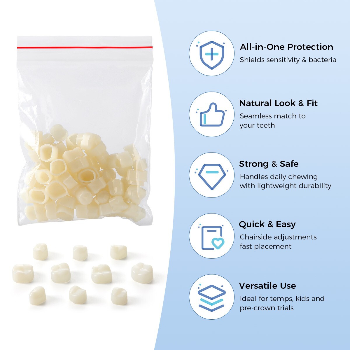 Dental Resin Anterior/Posterior Temporary Porcelain Tooth Crown Veneers Repair