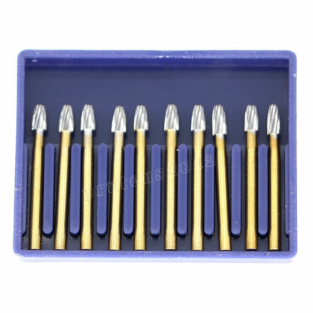 10 Pcs FG 7404 Dental Trimming & Finishing Carbide Burs For High Speed Handpiece