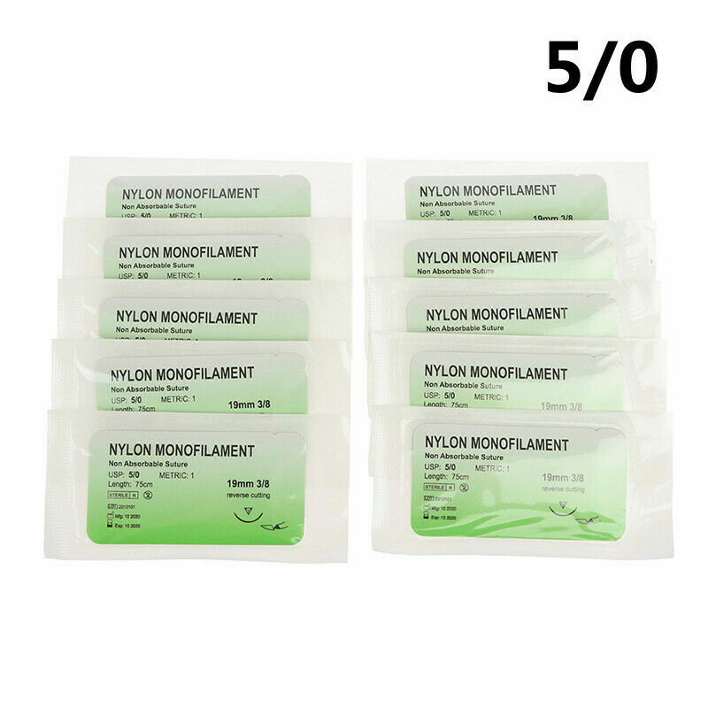 100Pcs Dental Sutures Reverse Suture Metric 1.5 Nylon Monofilament 5-0 4-0 3-0
