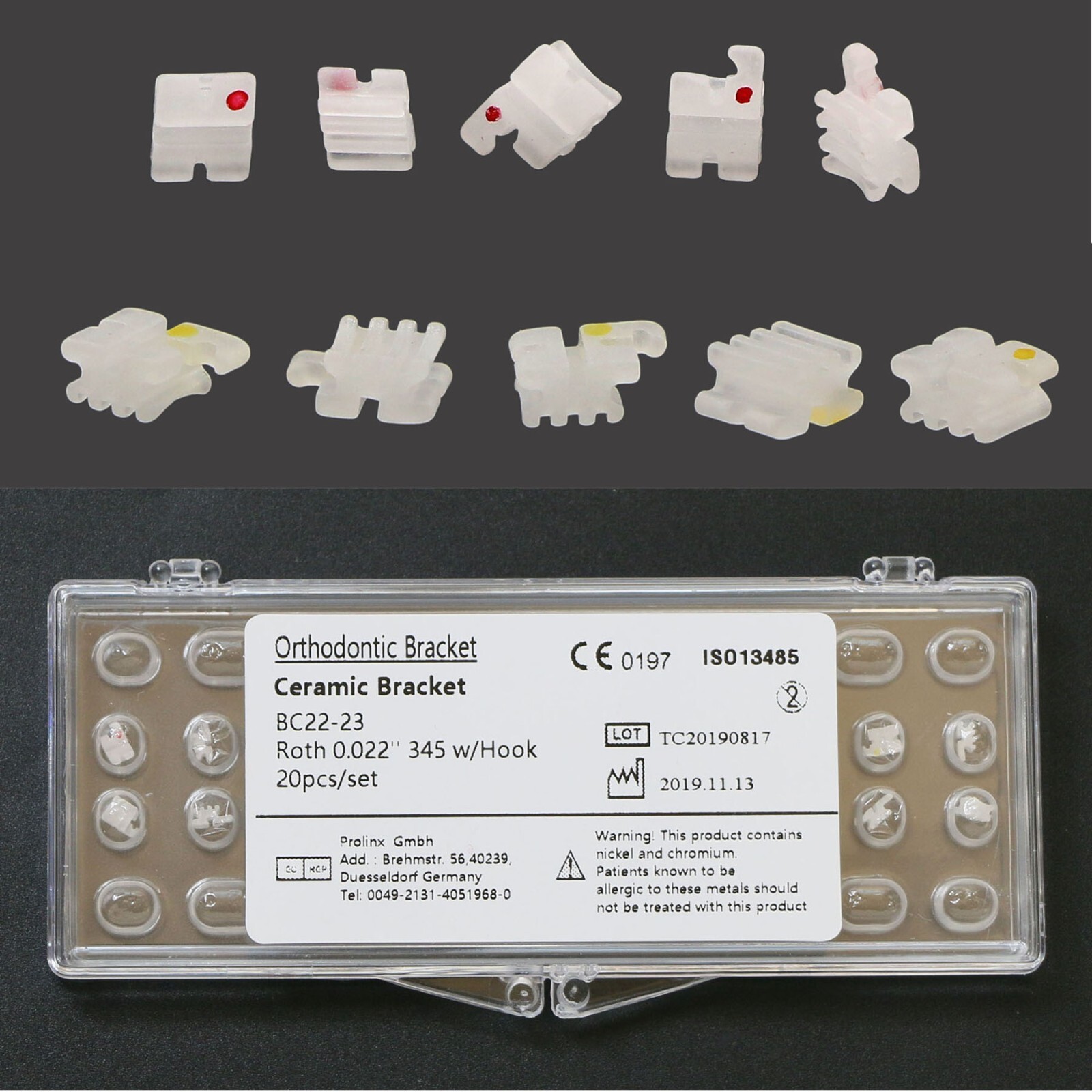 US Dental Ortho Braces Metal/Ceramic Roth/MBT Brackets 018/022 Slot Hooks 345/3