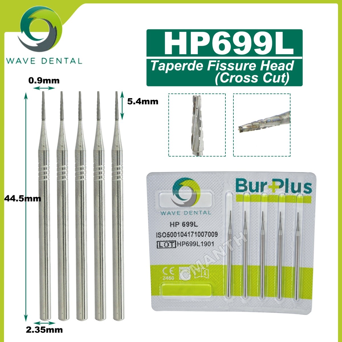 US WAVE Dental Tungsten Carbide Burs Dentistry Drills Dental Bur HP Dia 2.35mm