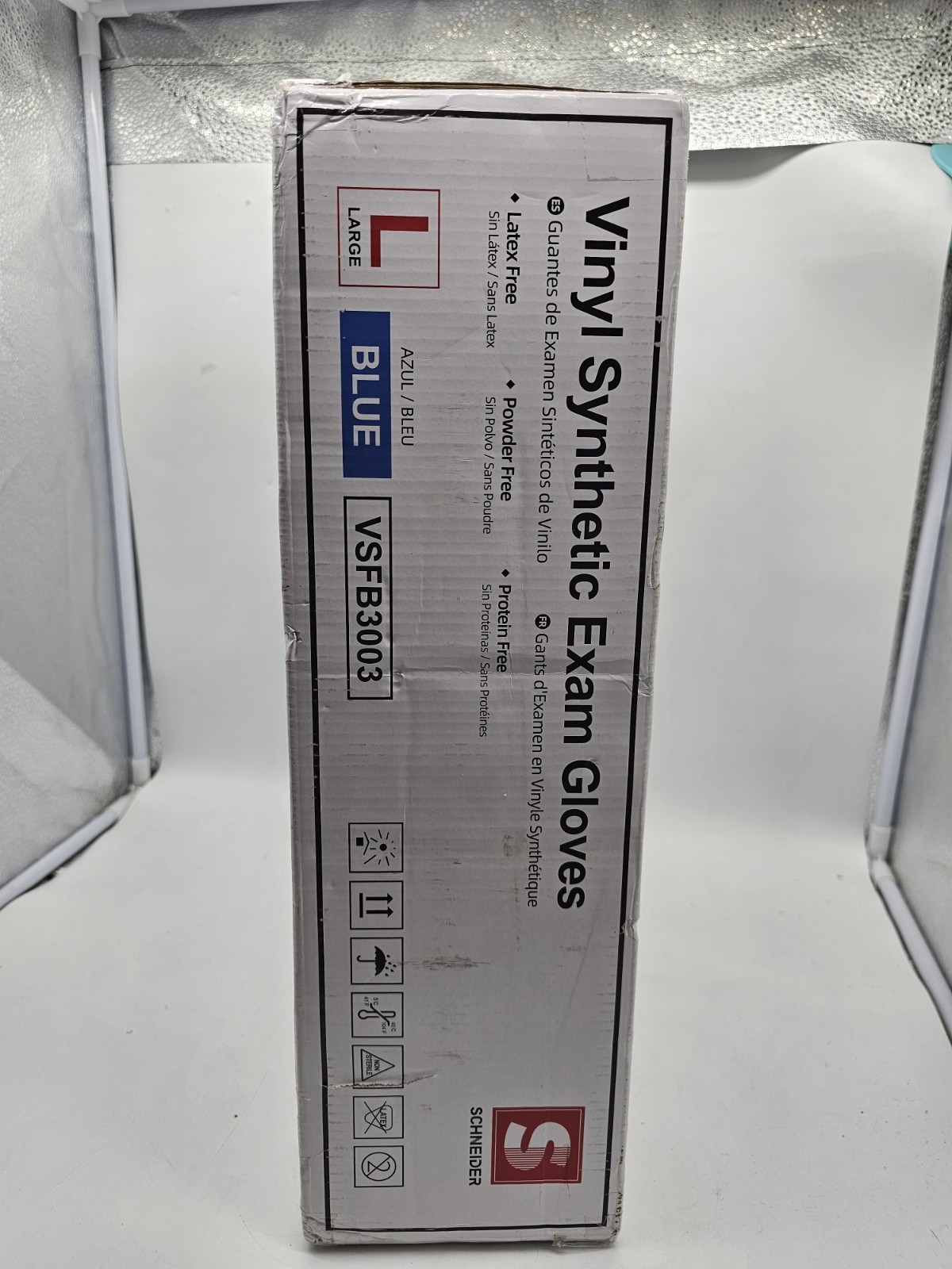 1000 Schneider Blue Vinyl Synthetic Exam Gloves Large VSFB3003 10 Boxes