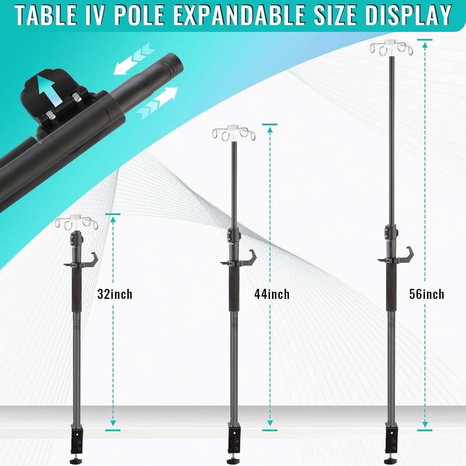 32-56In Telescopic IV Stand with 4 Bag Holders – Optimized for Home and Hospital