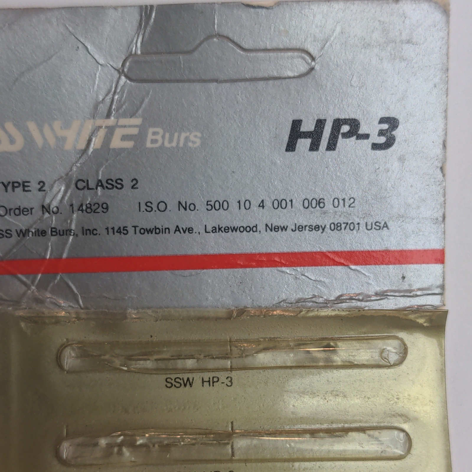 SS White Carbide Bur HP-3 Dental Lab HP Long Straight Shank PN 14829 (5 burs)