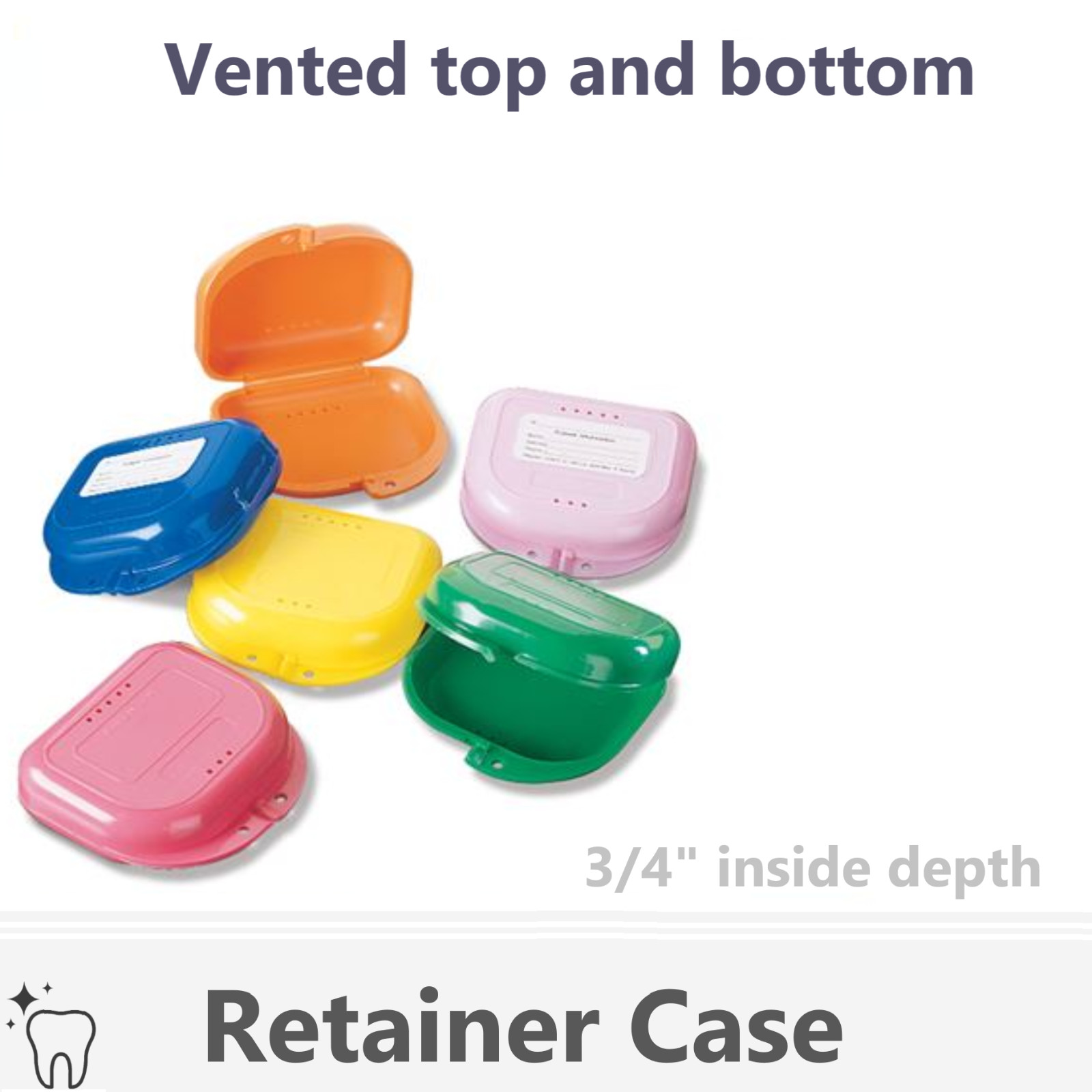 2-200/Pk Sealed Dental Retainer Boxes Denture Case, Mouthguard Case Vented, 1″D