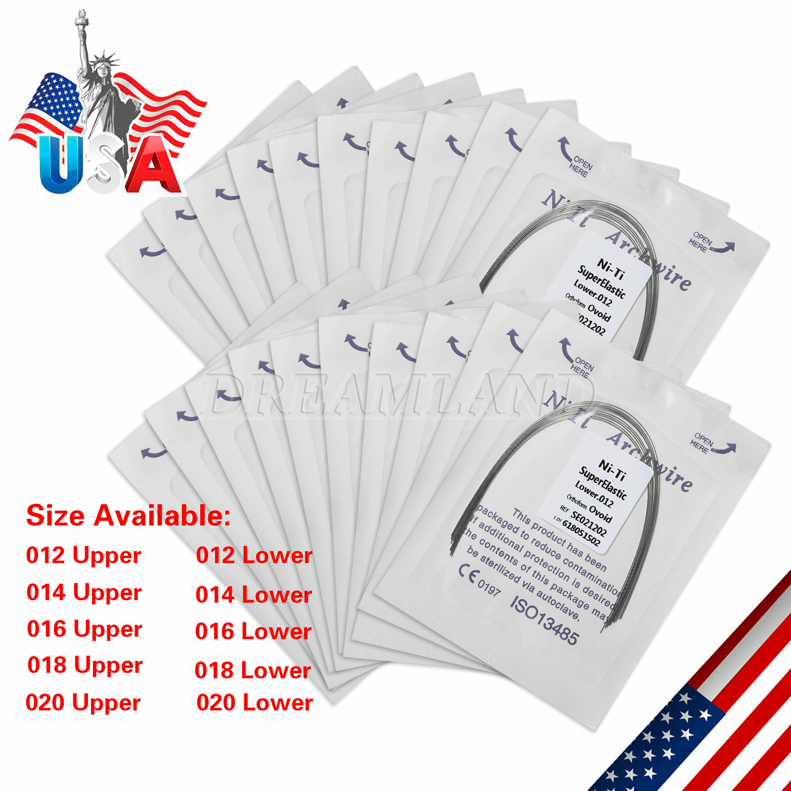 10pcs/pack Dental Orthodontic Super Elastic Niti Arch Wire Round Ovoid Form USA