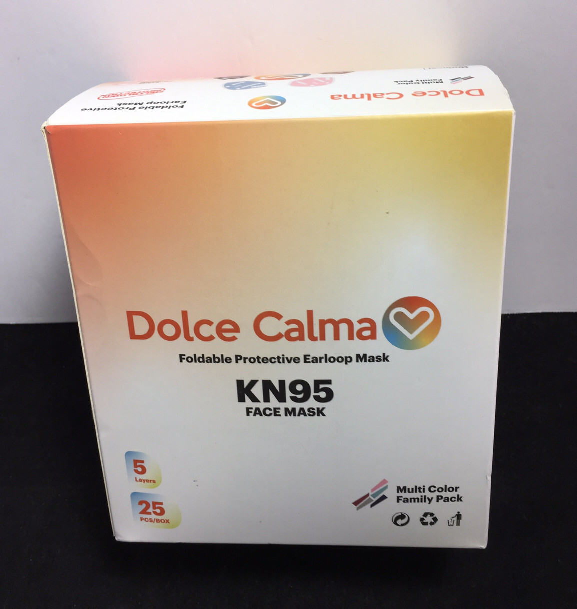 25 Pc KN95 DOLCE CALMA Protective 5 Layer FACE MASKS Disp. 5 Colors NIB