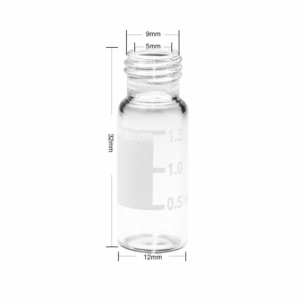 1000PCS 2ml HPLC GC Vials + Screw Caps+29*5.7mm Micro Vial Insert Plastic Spring