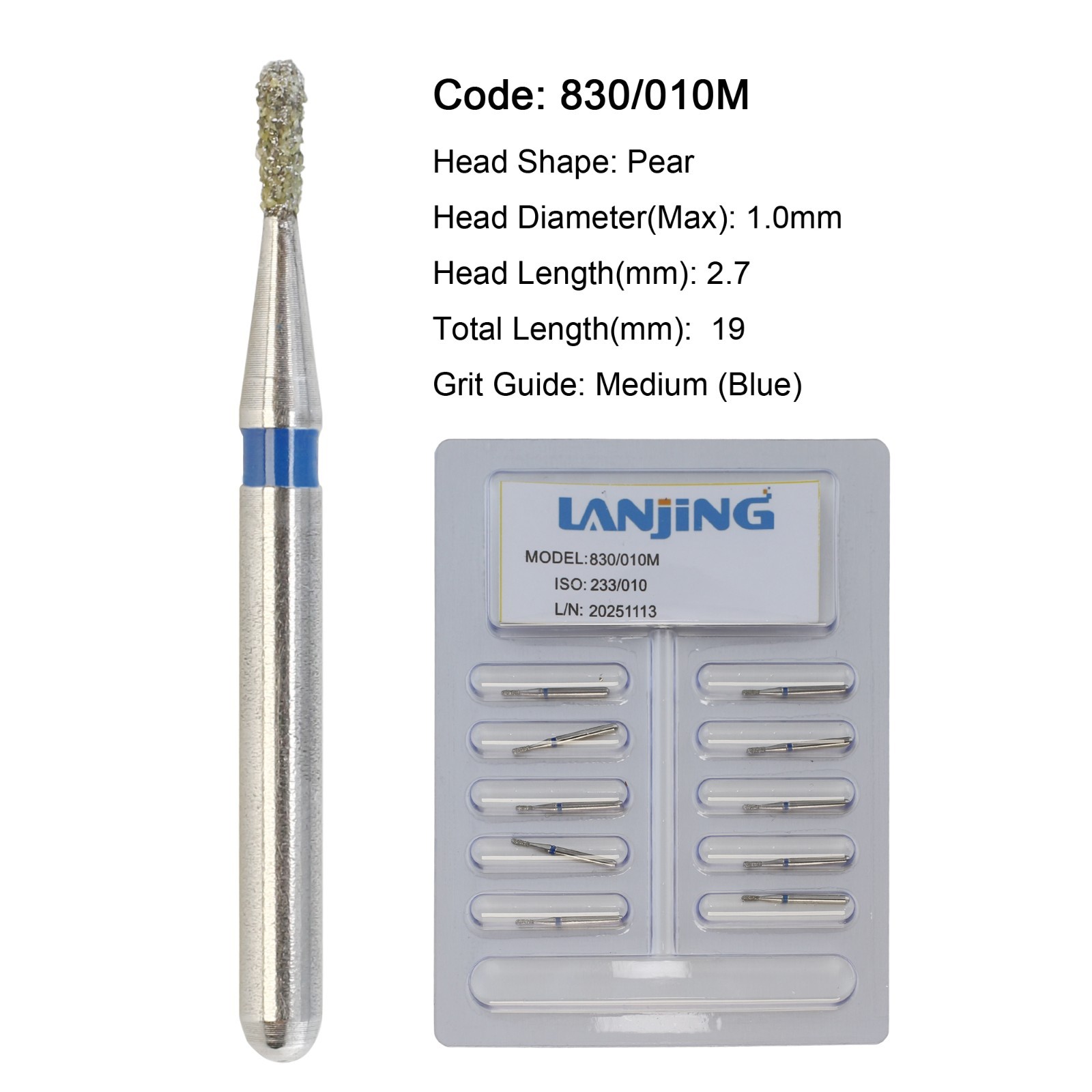 Dental Diamond Burs FG Surgical Long Round Taper High Speed Bur 850 856 Pear 330