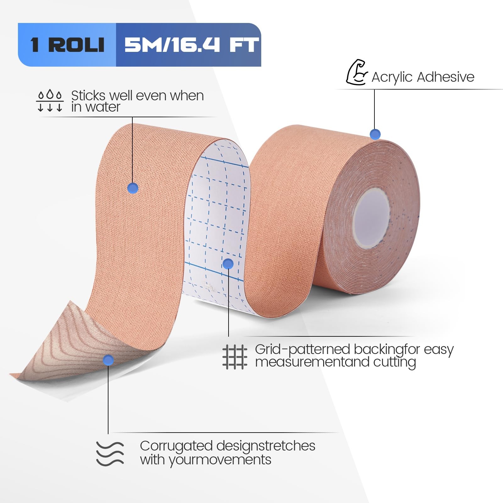 Tape – Waterproof, Breathable, Hypoallergenic – Ideal For Muscle Support And