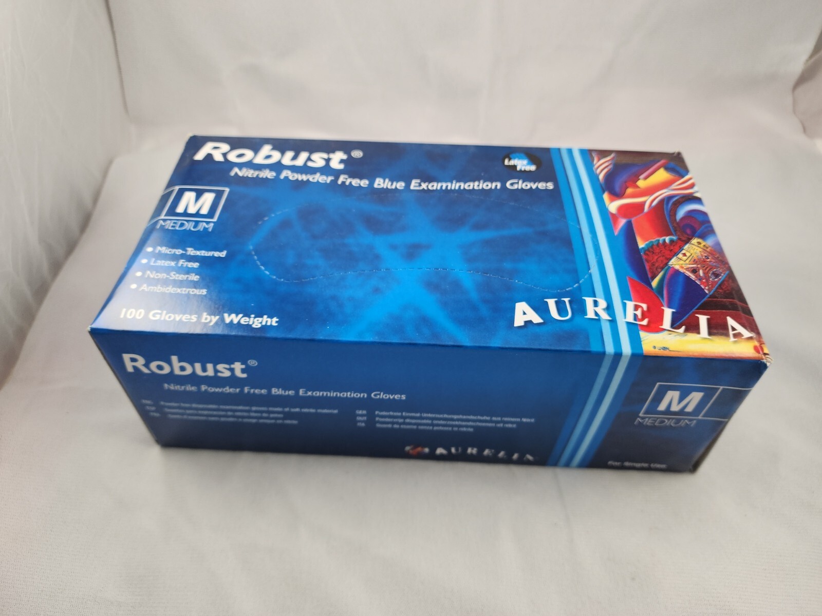 Aurelia nitrile gloves medium Micro texture latex free none-Sterile case 1000