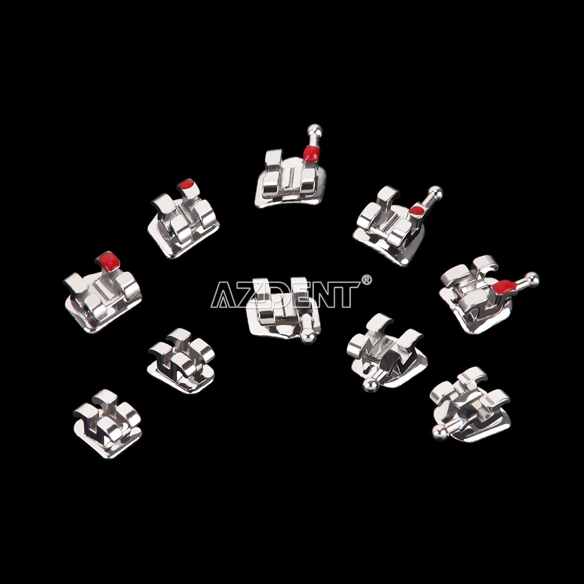 AZDENT 10X Dental Ortho Brackets Mini/Standard MBT/Roth Hooks 3 4 5/Bonding kit