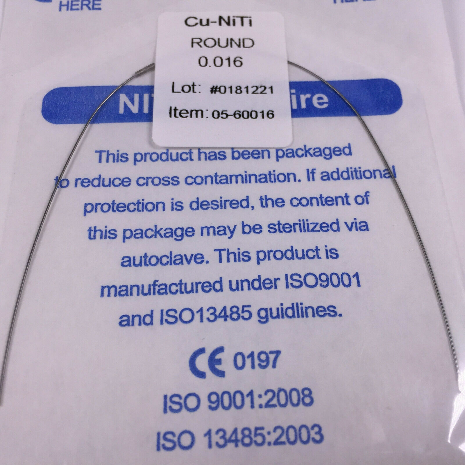 Dental Copper Cu-Niti Round Arch Wires & Stops DAMON Type Ortho 013/014/016/018