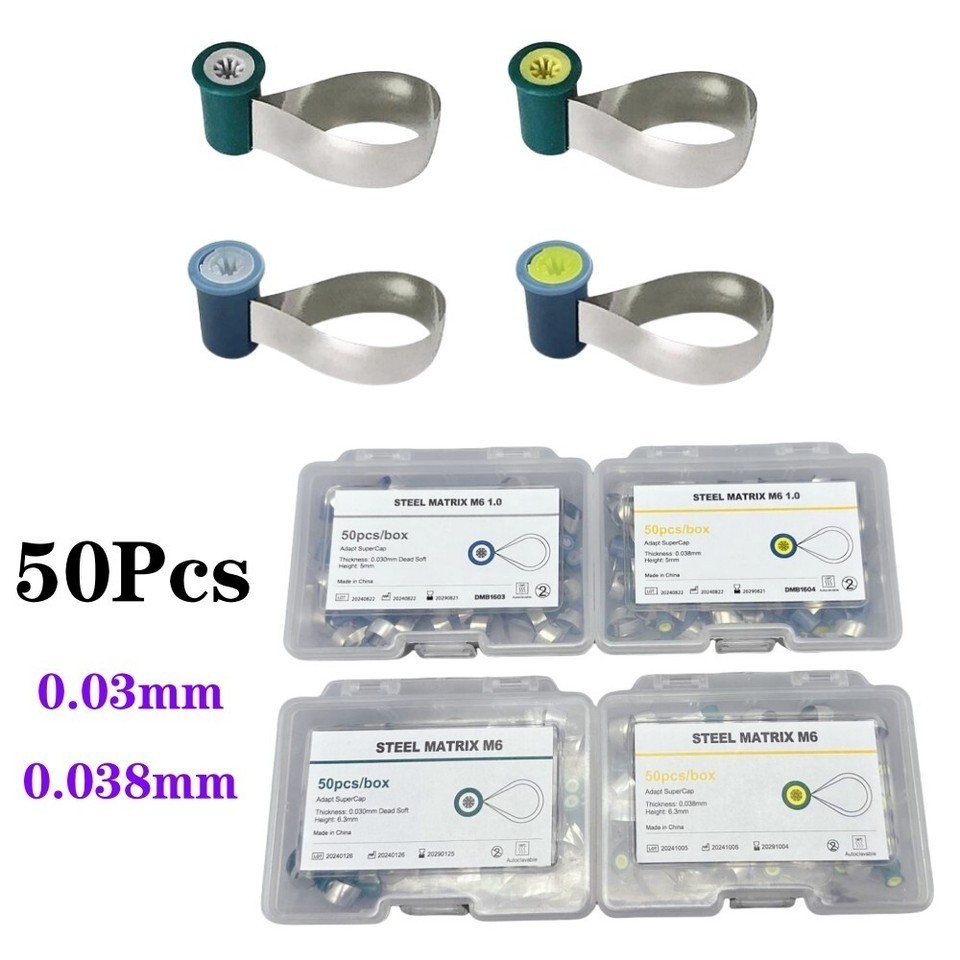 50 Pcs/Box Dental Matrix Bands Contoured Matrices Reel Type Anatomically Shaped