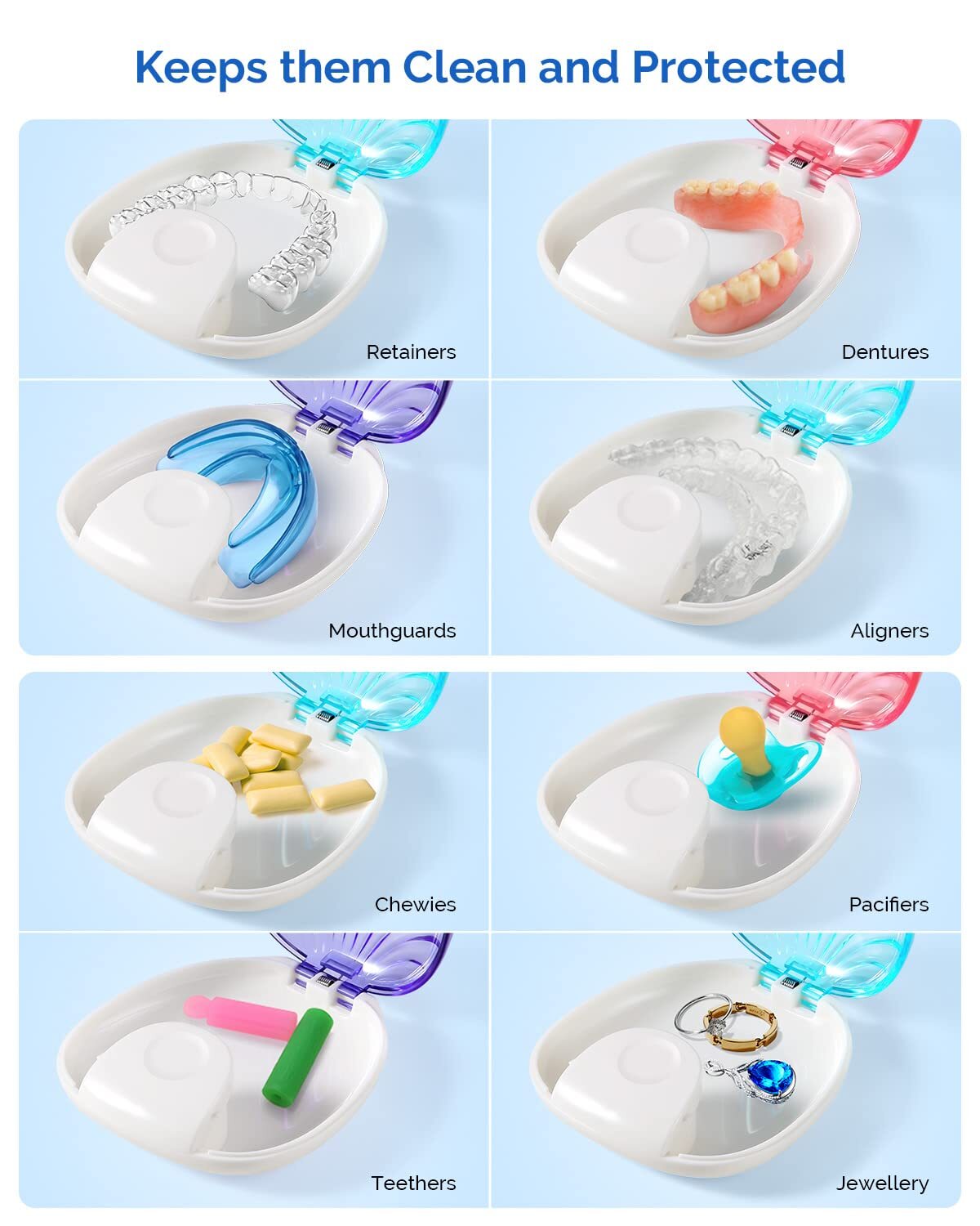 JMU Dental Retainer Case Storage Mouth Guard Box Containers for Invisalign Teeth