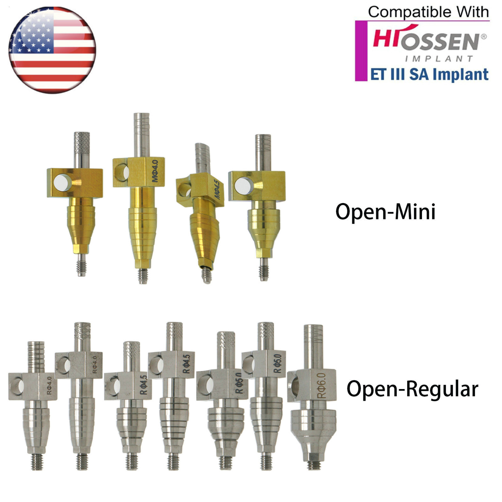 US Dental Hiossen Osstem Transfer Impression Coping Open/Closed Tray Lab Analog