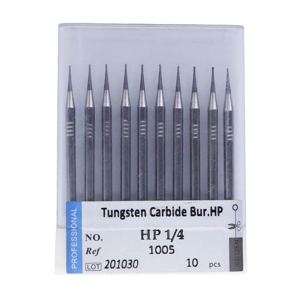 10PCS Dental Low Speed Carbide Tungsten Steel Bur HP1/4 for Straight Handpiece