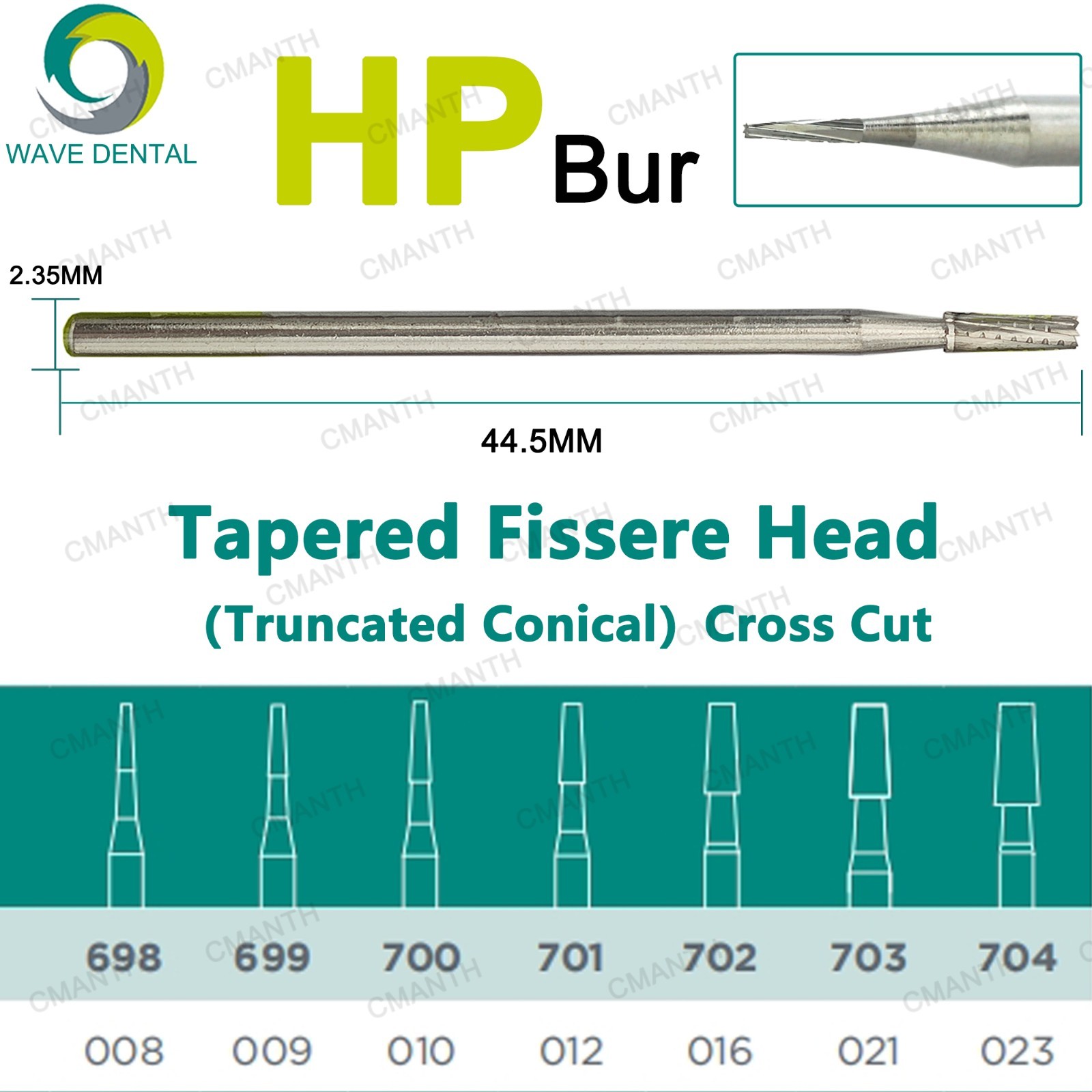 US WAVE Dental Surgical Burs Tungsten Carbide Bur Round HP 44.5mm For Slow Speed