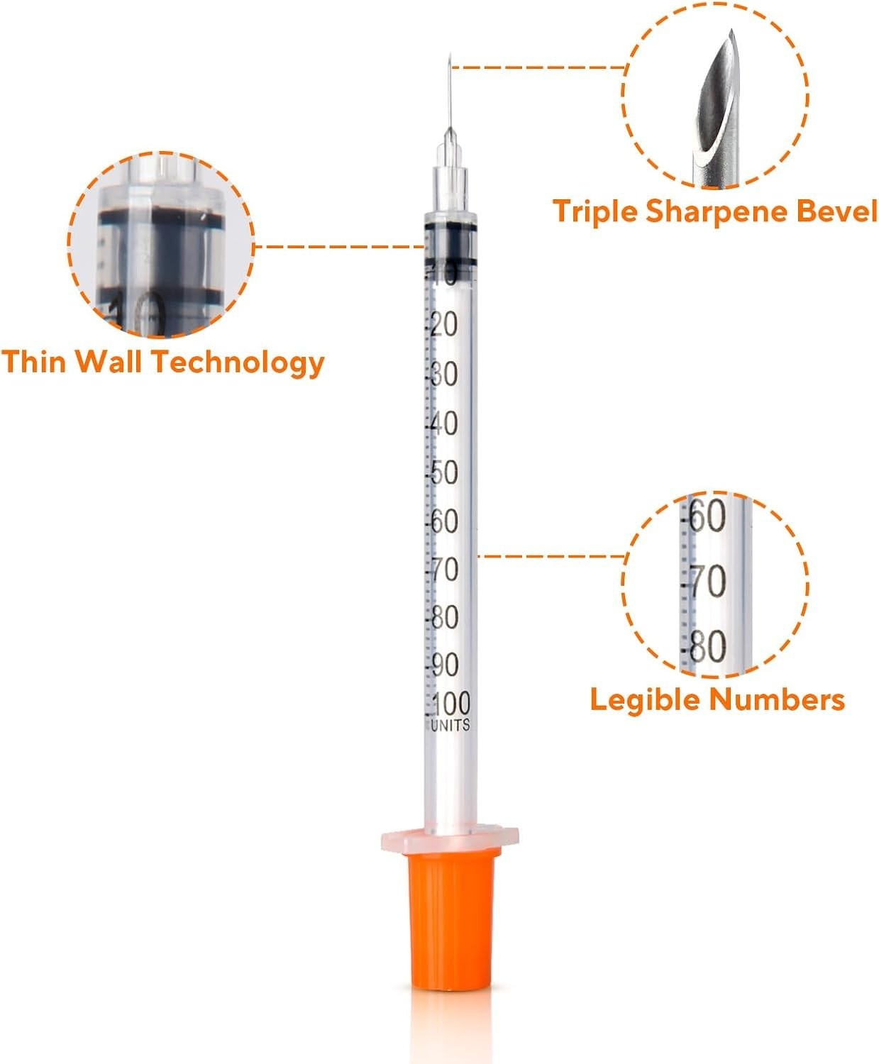 Individually Wrapped 30-Pack U-100 1ml Sterile Syringes for Precise Measurement