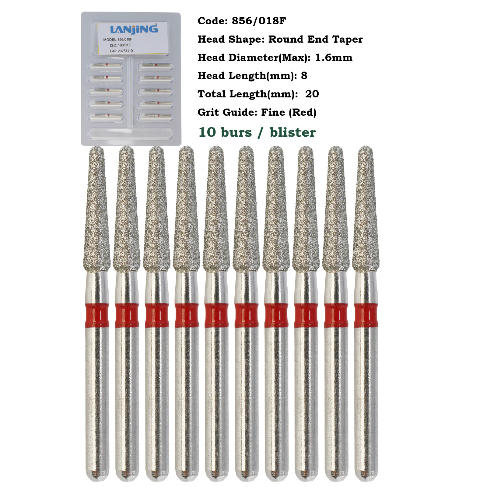 Dental Diamond Burs FG Round End Taper Bur Super Coarse Fine 856 850 High Speed